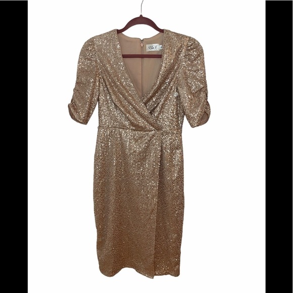 Eliza J Sequin Faux Wrap Dress, 4p - Picture 4 of 8